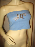 Womens Tops BLUE Sleeveless Strapless Cropped TUBE TOP Summer Sun Beach Wear Clothing Jr