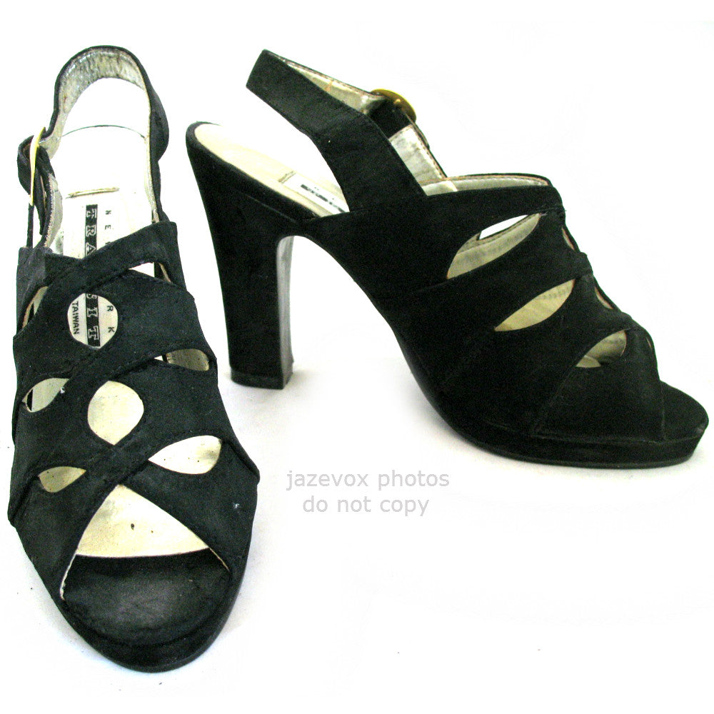 Womens Shoes NEW YORK TRANSIT BLACK SLINGBACK STRAP OPEN TOE TOES High Heels SHOE size 5-1/2
