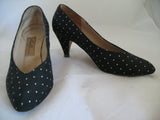 AMALFI MADE ITALY Genuine LEATHER Womens SHOES High Heels Classics Black And White Polka Dots Pattern size 6 C