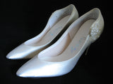 NEW USA MADE SHINY CREAM WHITE Women HIGH HEELS SHOES Sequins Beads sz 5-1/2 B