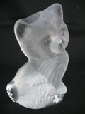 VINTAGE FROSTED Art GLASS 3D CAT CATS KITTY KITTEN Table PAPERWEIGHT Animal Figurine Figurines