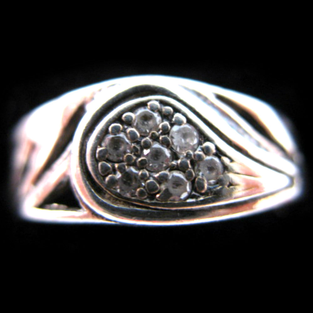 STERLING SILVER Marked 925 Crystal Stones GOLF CLUB Golfer Womens Ladies RING size 7