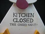 HOUSE of LLOYD WOOD WOODEN CHICK CHICKEN Kitchen Table Funny Sign NOTE HOLDER
