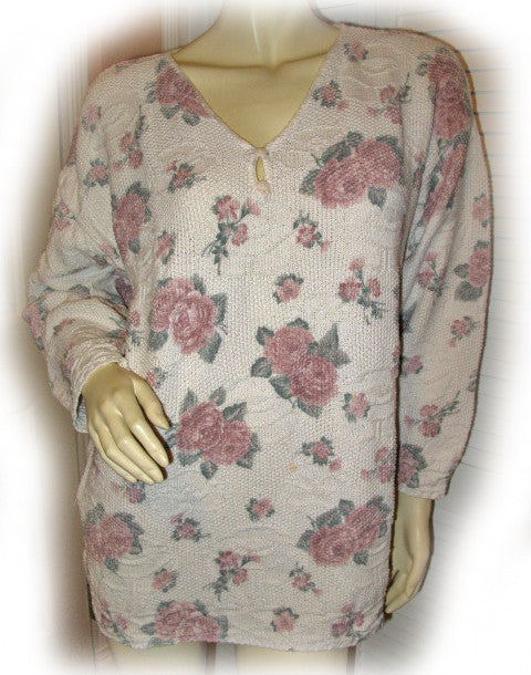 Womens Tops WHITE PINK ROSE ROSES Floral Flowers Prints Pattern MATERNITY Wear Long Sleeve TOP Blouse