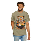 Baby Tiger Eating Ramen T-shirt, Cute Funny Wild Animal Print, Wildlife Anime Inspired, Gift for Animal Lovers, Ramen Noodles Lover,  Unisex Tee
