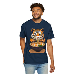 Baby Tiger Eating Ramen T-shirt, Cute Funny Wild Animal Print, Wildlife Anime Inspired, Gift for Animal Lovers, Ramen Noodles Lover,  Unisex Tee