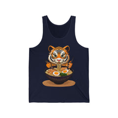 Baby Tiger Eating Ramen Tank Top, Cute Funny Wild Animal Print Tee Unisex, Wildlife Anime Inspired, Gift for Animal Lovers, Ramen Noodles Lover