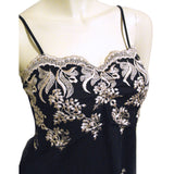 New Y2K Gold Floral Black Babydoll Top Tank Cami Made USA Whimsigoth Fairy Goth