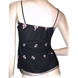 New Y2K Gold Floral Black Babydoll Top Tank Cami Made USA Whimsigoth Fairy Goth