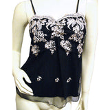 New Y2K Gold Floral Black Babydoll Top Tank Cami Made USA Whimsigoth Fairy Goth