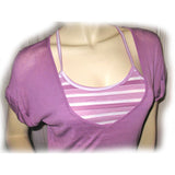 New Y2K Charlotte Russe Layered Tank Top Striped Purple Lavender Streetwear Chic