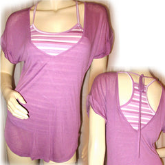 New Y2K Charlotte Russe Layered Tank Top Striped Purple Lavender Streetwear Chic