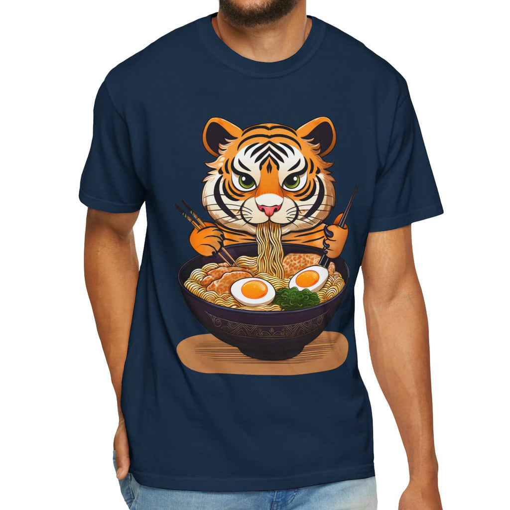 Baby Tiger Eating Ramen T-shirt, Cute Funny Wild Animal Print, Wildlife Anime Inspired, Gift for Animal Lovers, Ramen Noodles Lover,  Unisex Tee