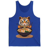 Baby Tiger Eating Ramen Tank Top, Cute Funny Wild Animal Print Tee Unisex, Wildlife Anime Inspired, Gift for Animal Lovers, Ramen Noodles Lover