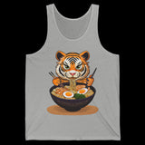 Baby Tiger Eating Ramen Tank Top, Cute Funny Wild Animal Print Tee Unisex, Wildlife Anime Inspired, Gift for Animal Lovers, Ramen Noodles Lover