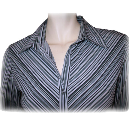 Vintage Y2K 90s Striped Long Sleeve Top S Office Siren Preppy Work Business Chic