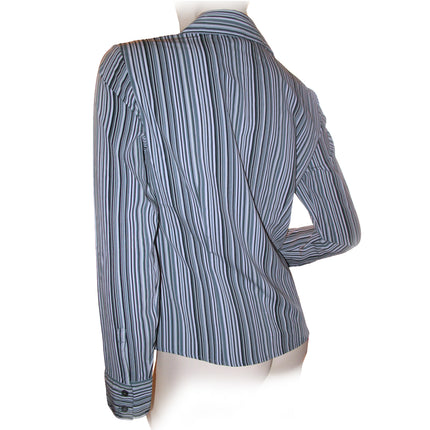 Vintage Y2K 90s Striped Long Sleeve Top S Office Siren Preppy Work Business Chic