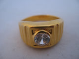 18K HGE GOLD Plated MENS RINGS Men Fashion RING Simulated-Diamond Crystal Glass Stone size 11