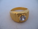 18K HGE GOLD Plated MENS RINGS Men Fashion RING Simulated-Diamond Crystal Glass Stone size 11