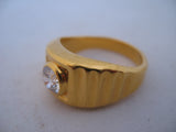 18K HGE GOLD Plated MENS RINGS Men Fashion RING Simulated-Diamond Crystal Glass Stone size 11