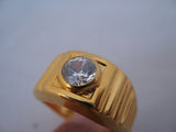 18K HGE GOLD Plated MENS RINGS Men Fashion RING Simulated-Diamond Crystal Glass Stone size 11