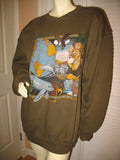 Mens Womens Sweaters Dark OLIVE GREEN LONG SLEEVE Dolphin Dolphins Lion Bald Eagle Elephant Elephants World Preserve SWEAT SWEATER Sweatshirt TOP size Large Men Women Winter Season Clothes Cold Days Clothing