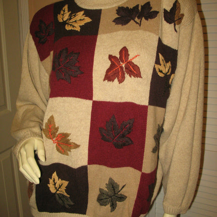 DRESSBARN Womens Sweaters For Women Pullover Crew Neck Turtleneck Knit Knitted Sweater Top Long Sleeve Size 18/20 Beige Multicolor Fall Season Embroidery Floral Embroidered