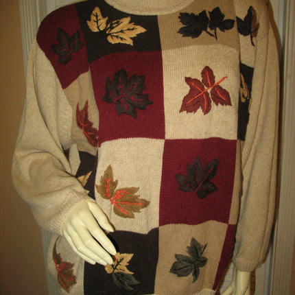 DRESSBARN Womens Sweaters For Women Pullover Crew Neck Turtleneck Knit Knitted Sweater Top Long Sleeve Size 18/20 Beige Multicolor Fall Season Embroidery Floral Embroidered