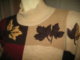 DRESSBARN Womens Sweaters Tops BEIGE Brown FALL Season Theme Embroidery Floral Leaves Leaf KNIT KNITTED KNITTING Pullover Pull-over Long Sleeve SWEATER TOP size 18 / 20 Women Woman Christmas Thanksgiving Holiday Ugly Sweater Wears Winter Wear Cold Days Clothes Clothing