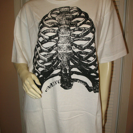 NEW OLD NAVY Mens Womens T-Shirts Tshirts Shirts T-shirt Shirt Tshirt WHITE and BLACK SKELETON SKELETONS BONE BONES Halloween Wear Graphic Prints Printed SHORT SLEEVE T-SHIRT size XXL casual clothes clothing men women man woman