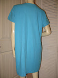 TROPICAL ESCAPE New Womens V-Neck Dress Blue Button Down Pockets Short Sleeve Casual Wear Dresses M