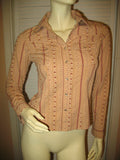 Womens Tops RUBBISH Beige Light Brown Red Maroon Floral Flowers Prints Stripe Striped Pattern Long Sleeve Button Down Collar Collared Shirt Cowboy Cowgirl Attire TOP SHIRT 100% Cotton Clothes Clothing Career Office Business Wear