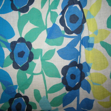 Womens Tops BLUE WHITE GREEN Floral Flowers Print Cap Sleeve 100% COTTON TOP Summer Clothes Medium