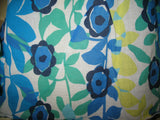 Womens Tops BLUE WHITE GREEN Floral Flowers Print Cap Sleeve 100% COTTON TOP Summer Clothes Medium