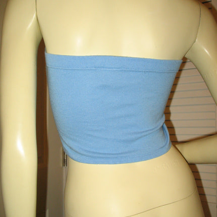 Vintage Y2K No Boundaries Womens Sleeveless Strapless Cropped Tube Bandeau Top Blue Summer Tops Sun Beach Wear