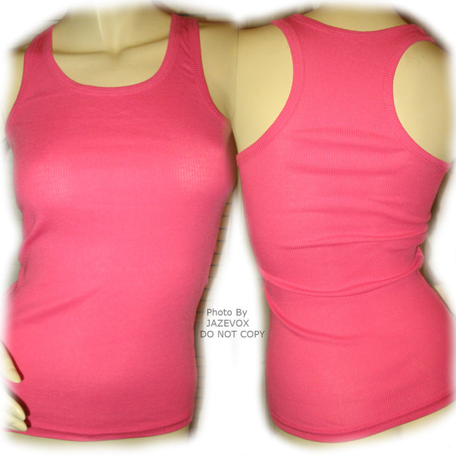 NEW Womens Solid Colored SLEEVELESS Ribbed TANK TOP Racerback Shirt Summer Tops Clothes Clothing