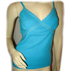 New Y2K 2000s Lace Tank Top Cami/Camisole Spaghetti V-Neck Blue Fairy Chic Femme