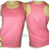 NEW Womens PINK Sleeveless Racerback TANK TOP Clothing Silver Sparkle Glitters Summer Tops Clothes Clothing