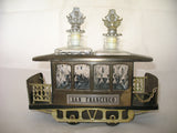 9" Vintage Musical Music Box Wine Bar DECANTER CABLE CAR SAN FRANCISCO CA CALIFORNIA