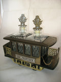 9" Vintage Musical Music Box Wine Bar DECANTER CABLE CAR SAN FRANCISCO CA CALIFORNIA