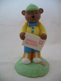 AVON Brown BEAR MAILMAN SPECIAL DELIVERY Handler Messenger Man FIGURINE Animal FIGURINES