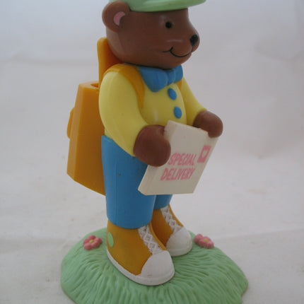 AVON Brown BEAR MAILMAN SPECIAL DELIVERY Handler Messenger Man FIGURINE Animal FIGURINES