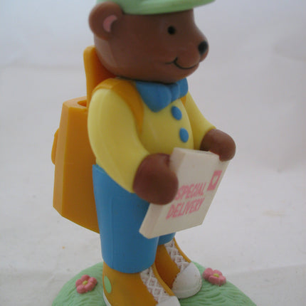AVON Brown BEAR MAILMAN SPECIAL DELIVERY Handler Messenger Man FIGURINE Animal FIGURINES