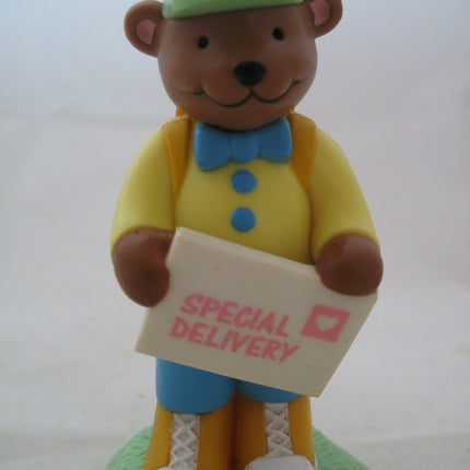 AVON Brown BEAR MAILMAN SPECIAL DELIVERY Handler Messenger Man FIGURINE Animal FIGURINES