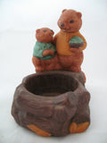 AVON BEAVER FAMILY TEA CANDLE TEACANDLE Candles HOLDER CERAMIC Animal FIGURINE FUGURINES