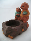 AVON BEAVER FAMILY TEA CANDLE TEACANDLE Candles HOLDER CERAMIC Animal FIGURINE FUGURINES