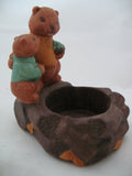 AVON BEAVER FAMILY TEA CANDLE TEACANDLE Candles HOLDER CERAMIC Animal FIGURINE FUGURINES