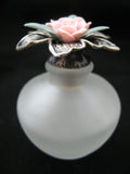 AVON NEW 2001 VICTORIAN PERFUME FRAGRANCE Empty Frost Frosted GLASS BOTTLE PINK ROSE ROSES Floral Flower Flowers SILVER PEWTER Collectibles Bottles Collectors Home Bed Bath Decors Decorations