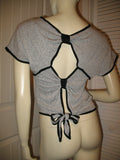 Wet Seal NWT New Womens Cut Out Open Back Top Tee Blouse Shirt Tees Tops Short Cap Sleeve Grey Gray Black Women's Summer Tops