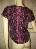 New Womens Crop Top Cropped Tops T-Shirt Tee Tee Blouse Short Sleeve Multicolor Pink Black Tribal Ethnic Pattern Print High And Low Tops Hi Lo size Medium